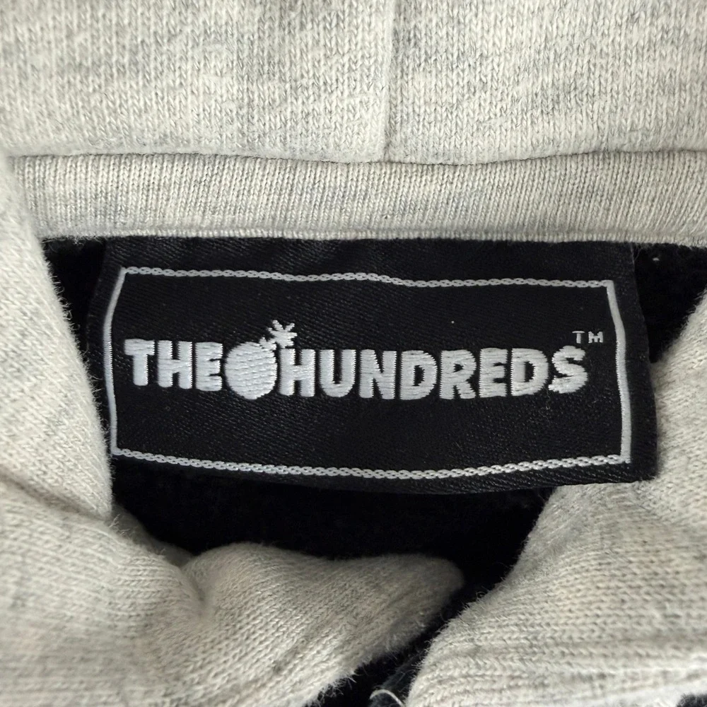 The Hundreds Hoodie Mens M Black Grey Snap Front Varsity Style Jacket Script‎